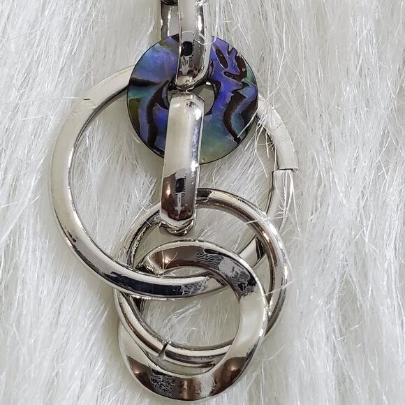 NEW Women's Circle Drop Silver-Tone Link Dangle Earring - Picture 2 of 5